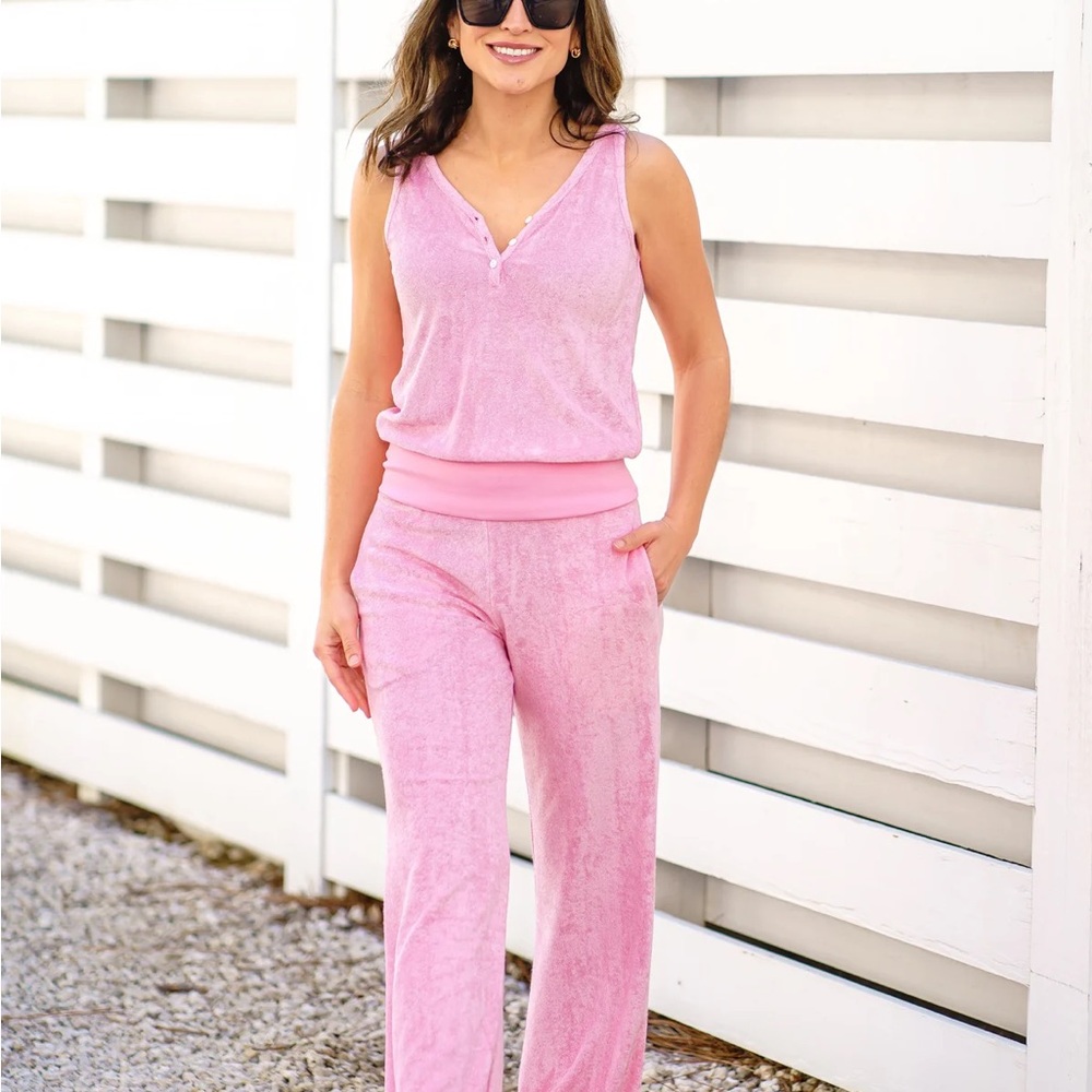 Love and Grow Clothing Pink Bamboo Terry Lounge Set Small NWT